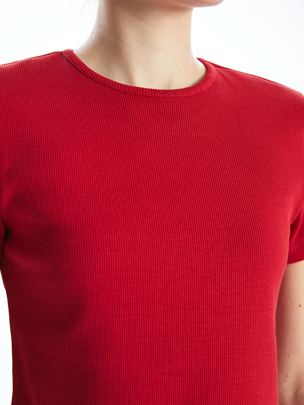 Kırmızı Bisiklet Yaka Kadın Tişört-2