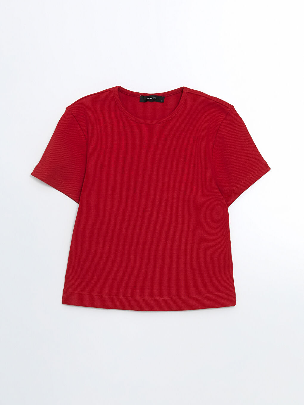 Kırmızı Bisiklet Yaka Kadın Tişört-4