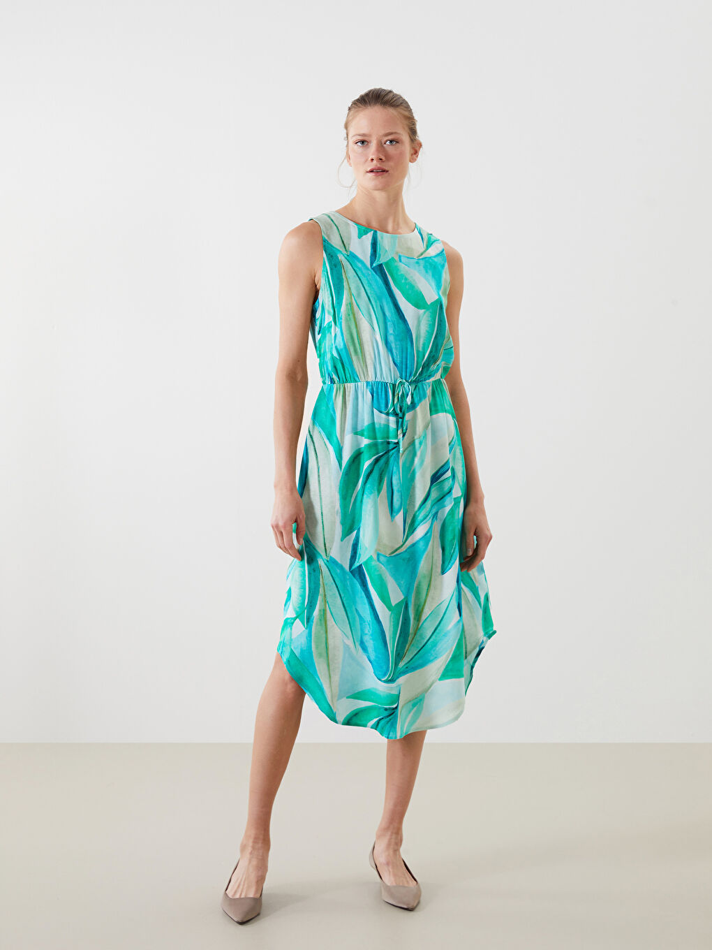 Crew Neck Patterned Women's Dress -S5KL40Z8-LRR