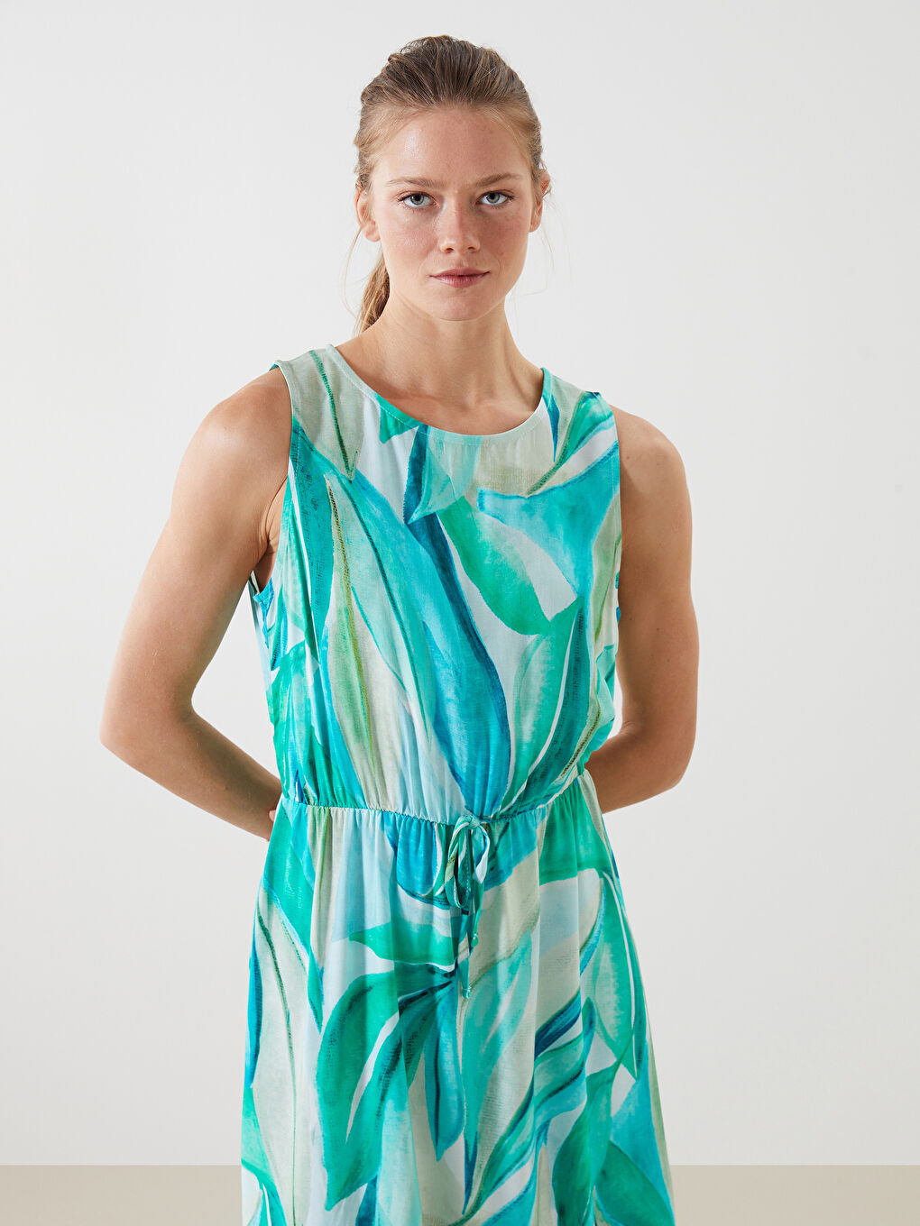 Crew Neck Patterned Women's Dress -S5KL40Z8-LRR