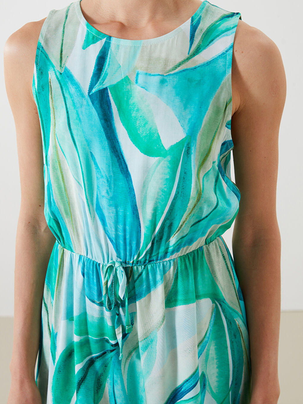 Crew Neck Patterned Women's Dress -S5KL40Z8-LRR