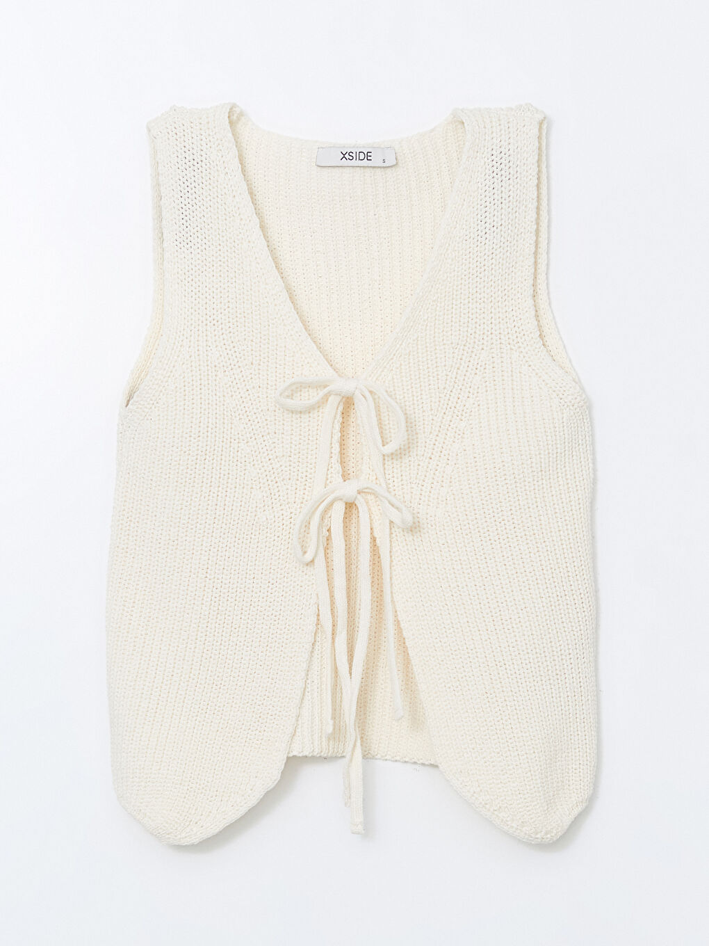 Haki V Yaka Ajurlu Kadın Triko Yelek-4