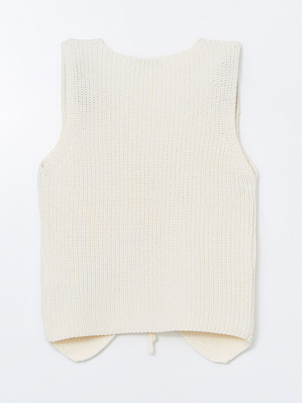 Haki V Yaka Ajurlu Kadın Triko Yelek-5