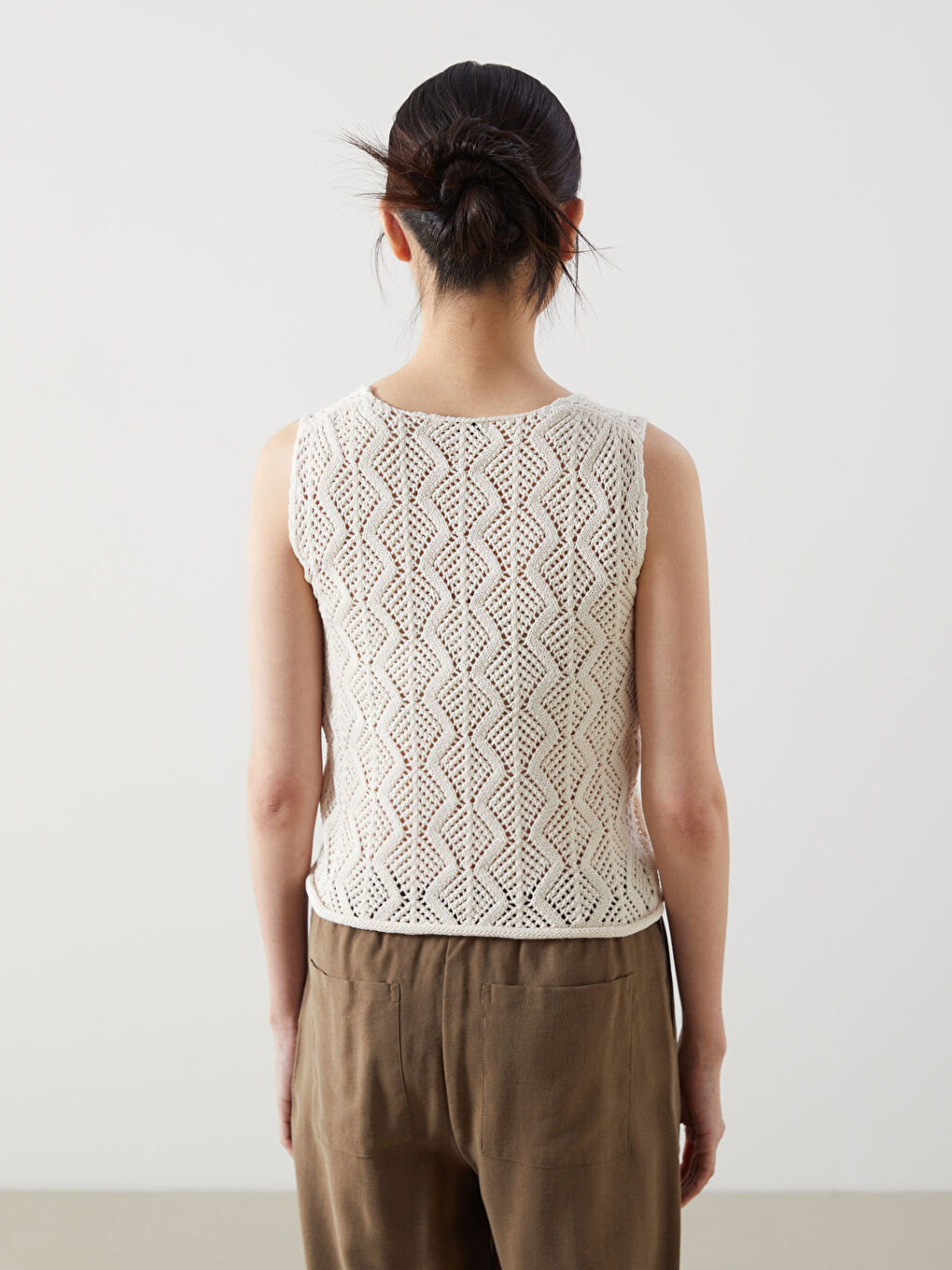 V Neck Ajour Women's Tricot Vest -S5KL44Z8-R9J