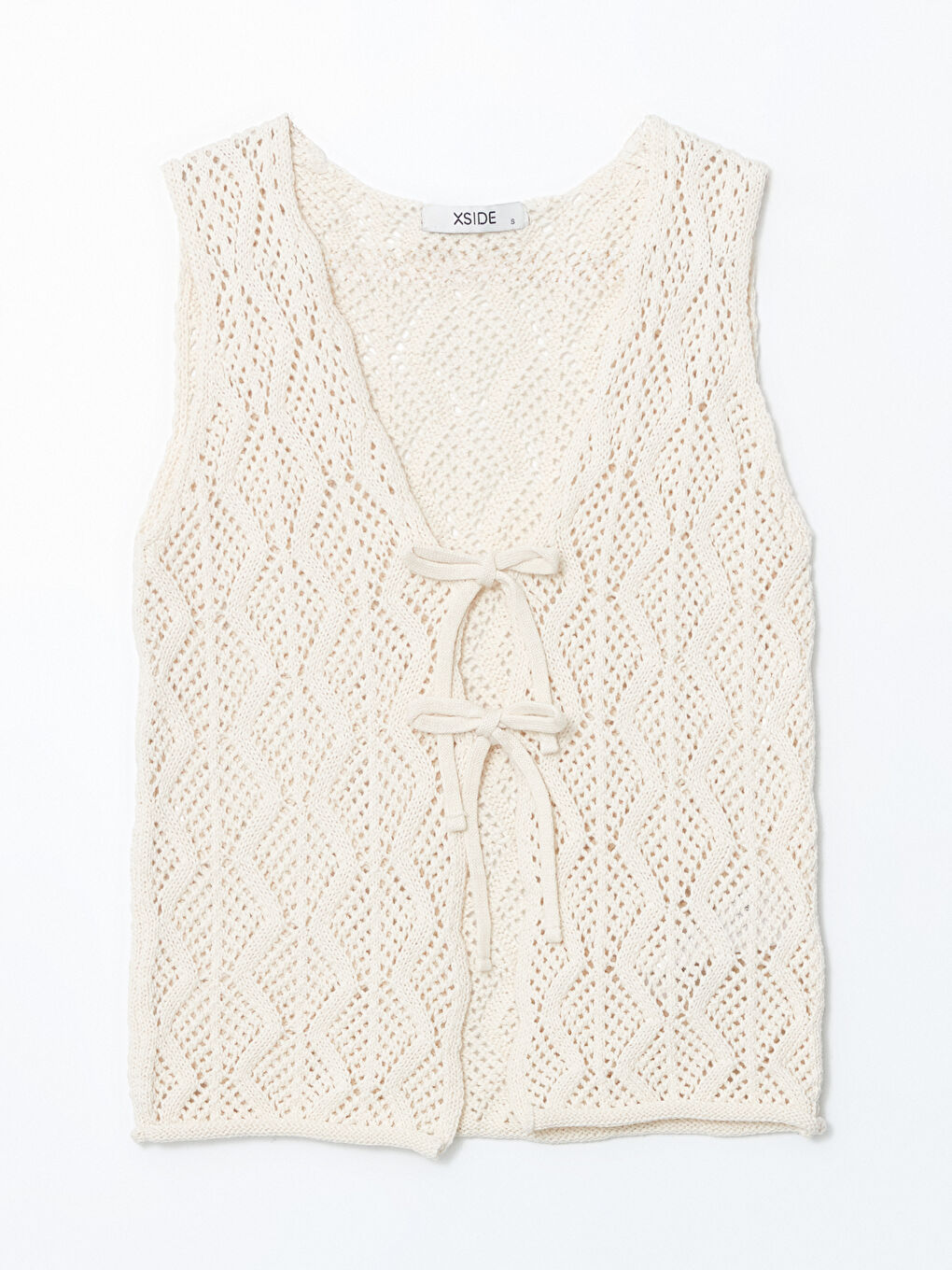 V Neck Ajour Women's Tricot Vest -S5KL44Z8-R9J