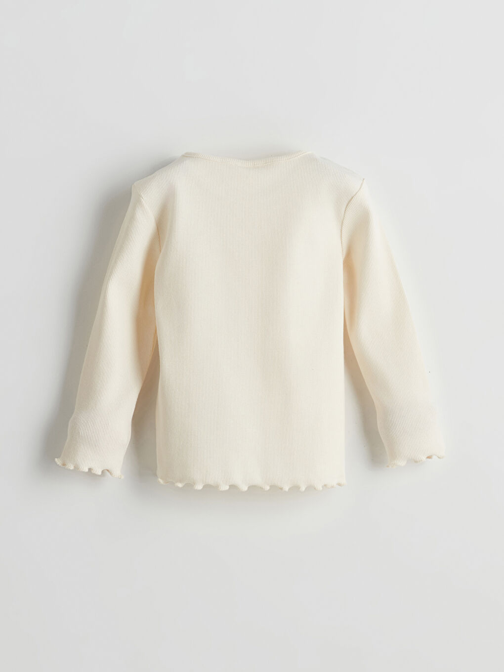 Ekru Bisiklet Yaka Kız Çocuk Tişört-1