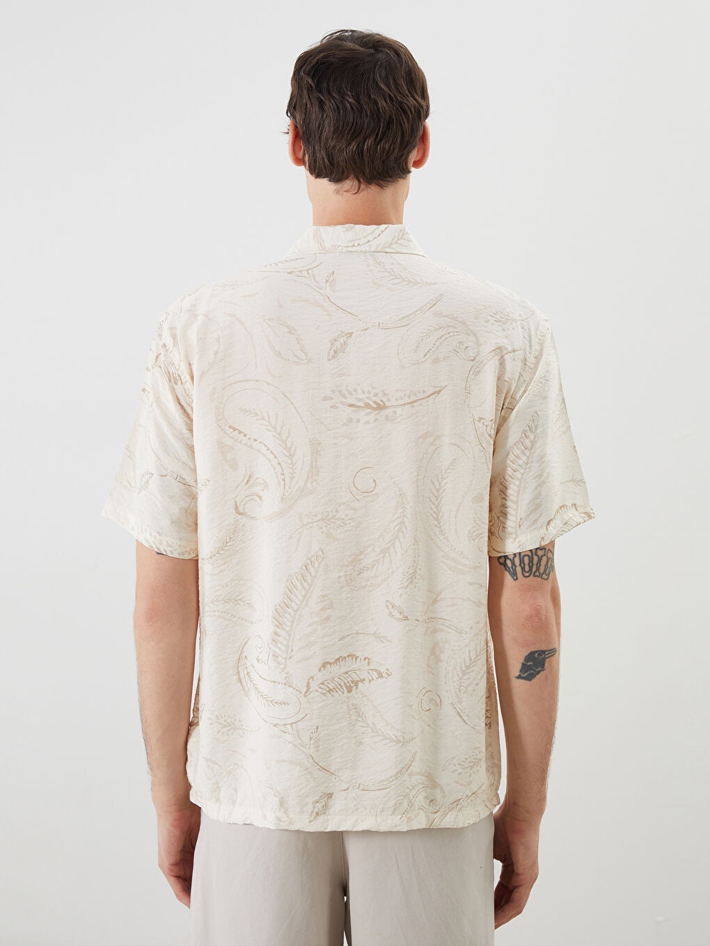 XSIDE Comfortable Fit Resort Collar Short Sleeve Patterned Men's Shirt -S5KL93Z8-LUG