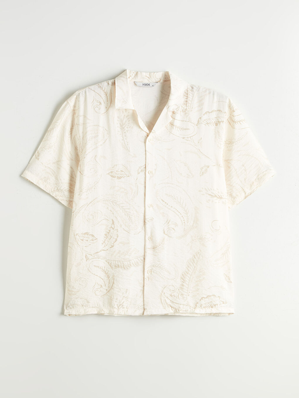 XSIDE Comfortable Fit Resort Collar Short Sleeve Patterned Men's Shirt -S5KL93Z8-LUG