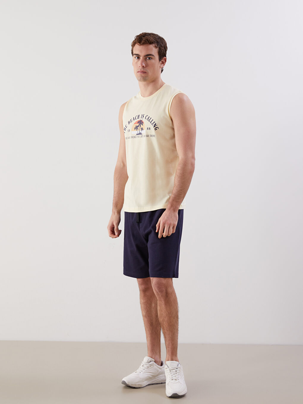 Crew Neck Printed Men's Sleeveless T-Shirt -S5KL98Z8-FDS