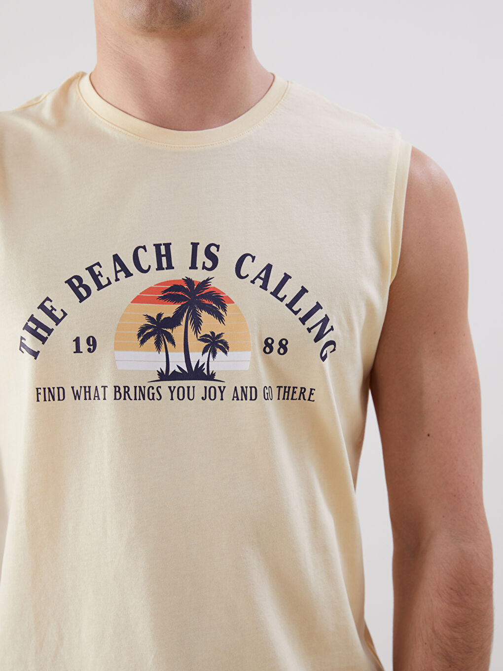Crew Neck Printed Men's Sleeveless T-Shirt -S5KL98Z8-FDS
