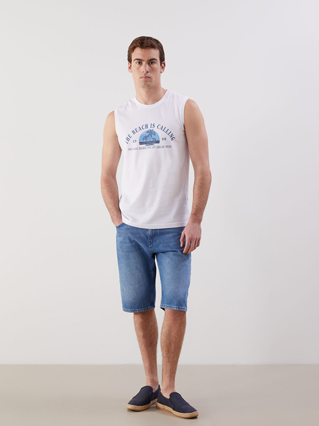Crew Neck Printed Men's Sleeveless T-Shirt -S5KL98Z8-Q6K