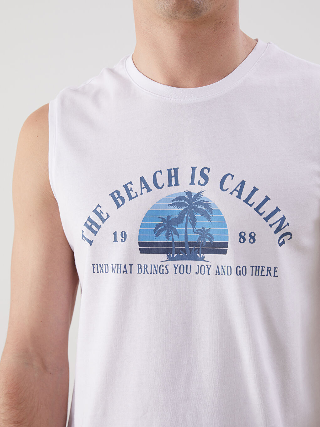 Crew Neck Printed Men's Sleeveless T-Shirt -S5KL98Z8-Q6K