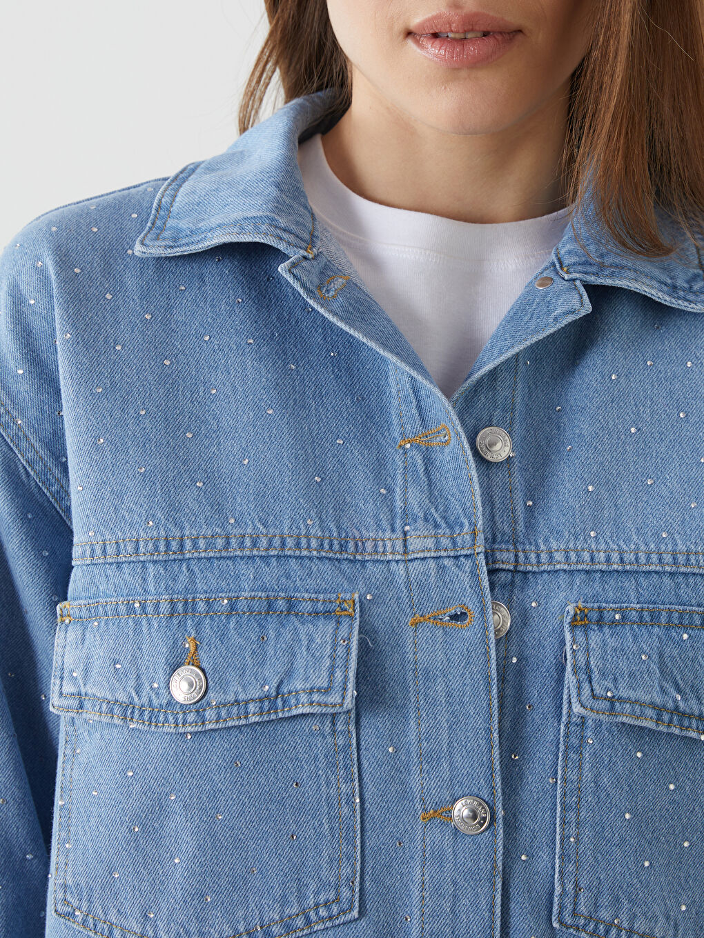 LCW Comfort Indigo Taşlı Kadın Jean Gömlek - 2
