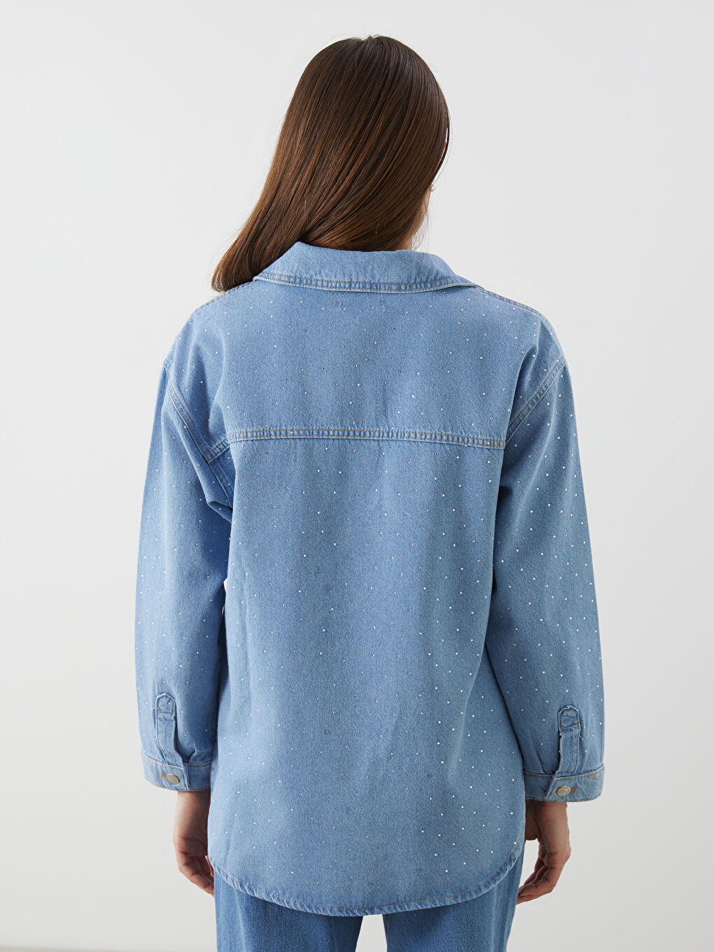 LCW Comfort Indigo Taşlı Kadın Jean Gömlek - 3