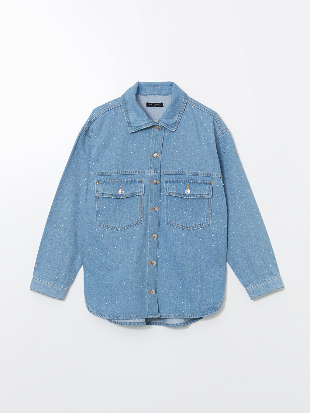 LCW Comfort Indigo Taşlı Kadın Jean Gömlek - 4