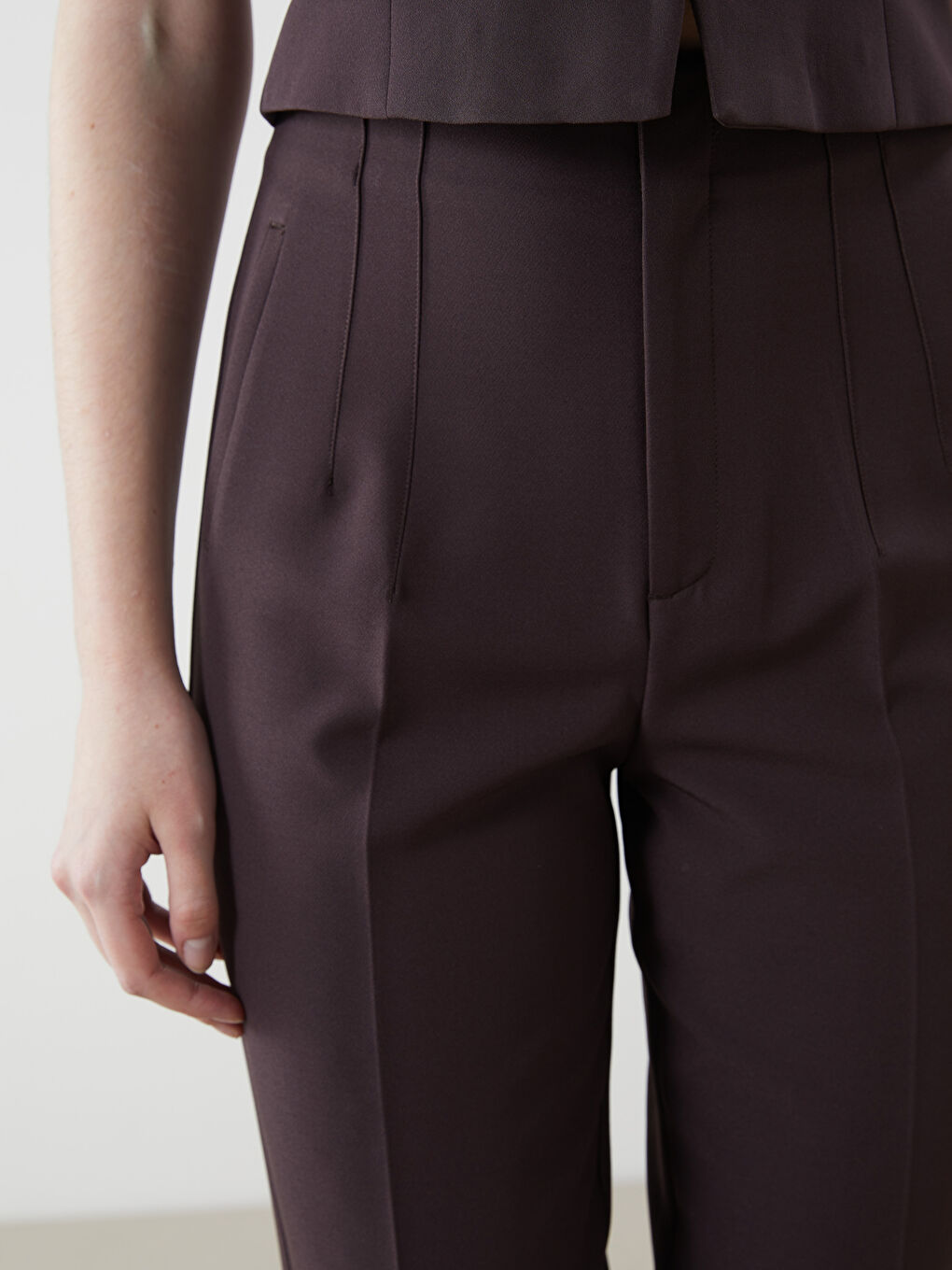 Kahverengi Dar Fit Kadın Pantolon-2