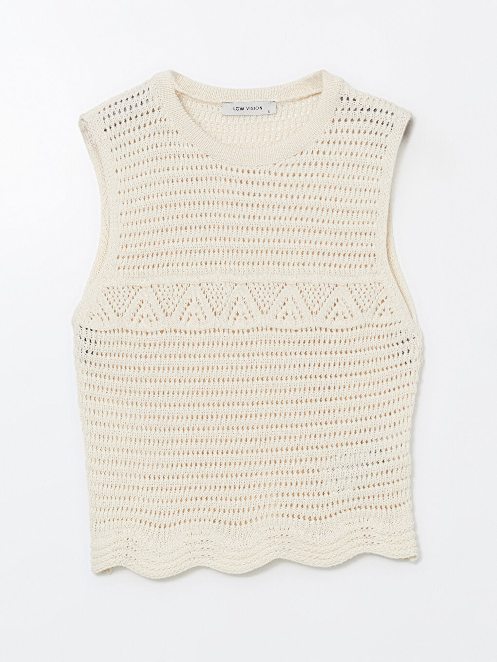 Crew Neck Hole-Knitted Women's Knitwear Sweater Vest -S5KM25Z8-FDU