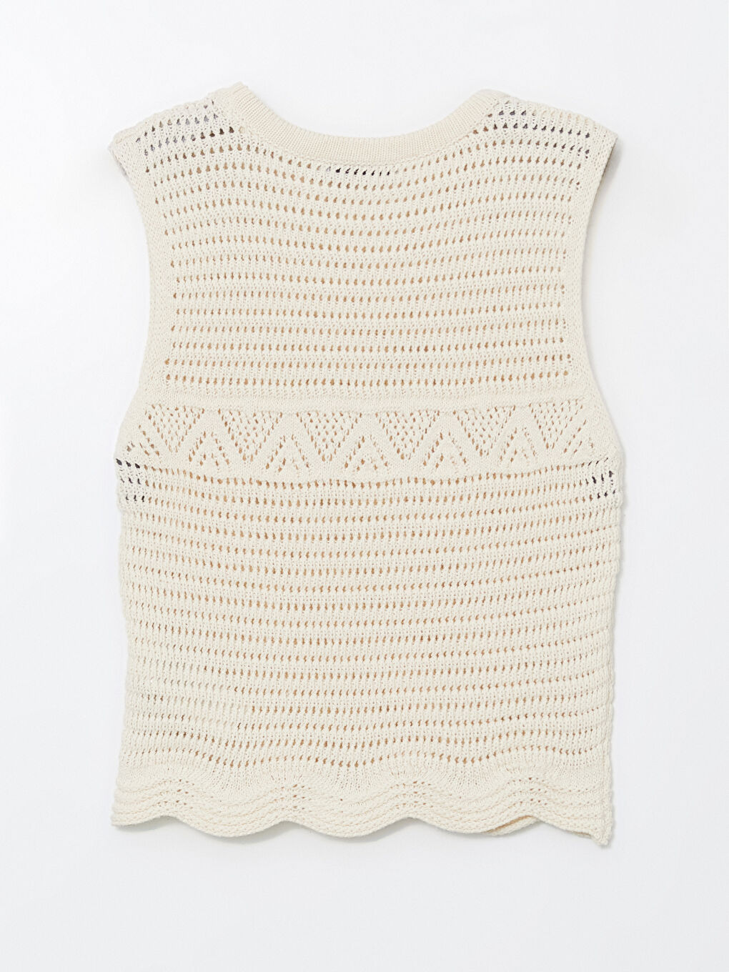 Crew Neck Hole-Knitted Women's Knitwear Sweater Vest -S5KM25Z8-FDU