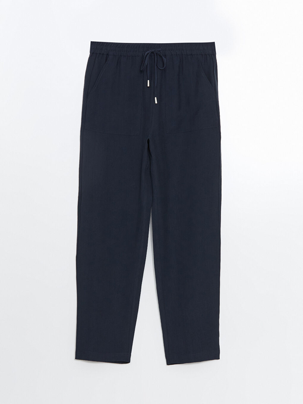 Lacivert Beli Lastikli Kadın Pantolon-4