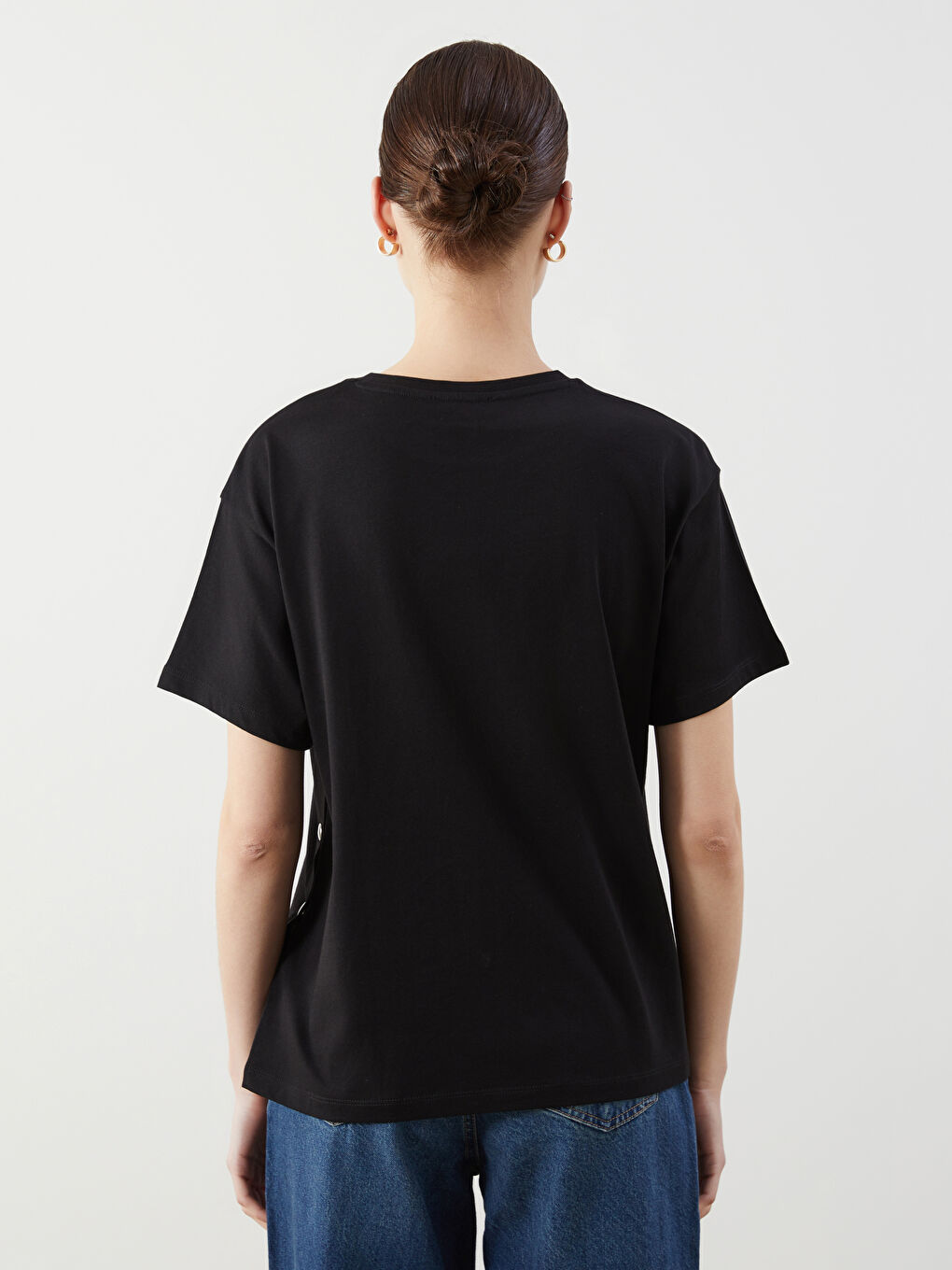 LCW Comfort Siyah Bisiklet Yaka Kadın Tişört - 3