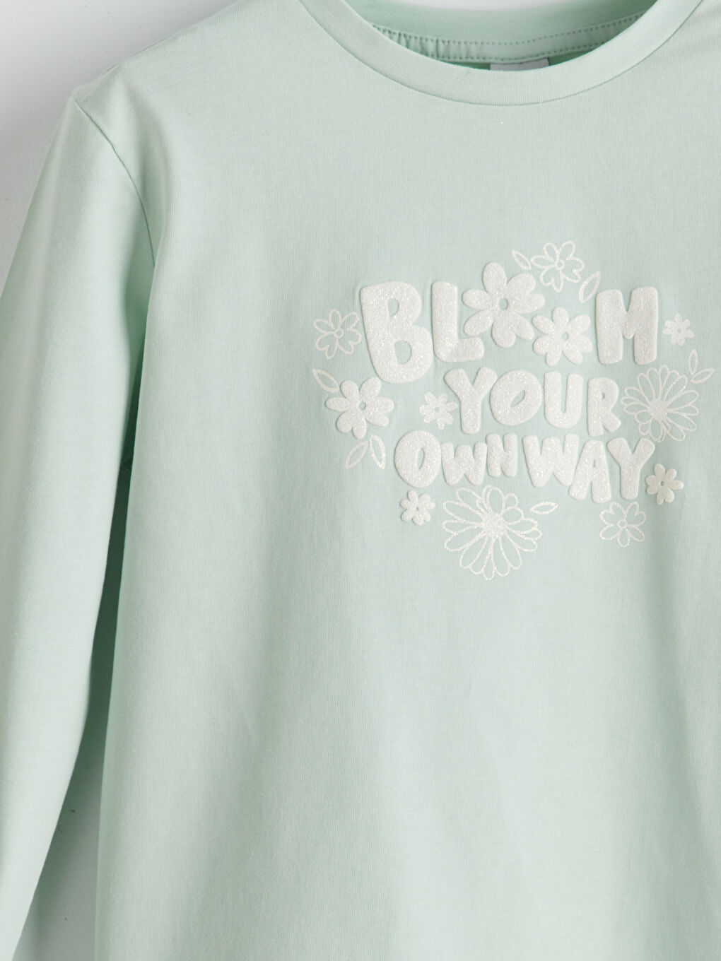 Ekru Bisiklet Yaka Kız Çocuk Tişört-2