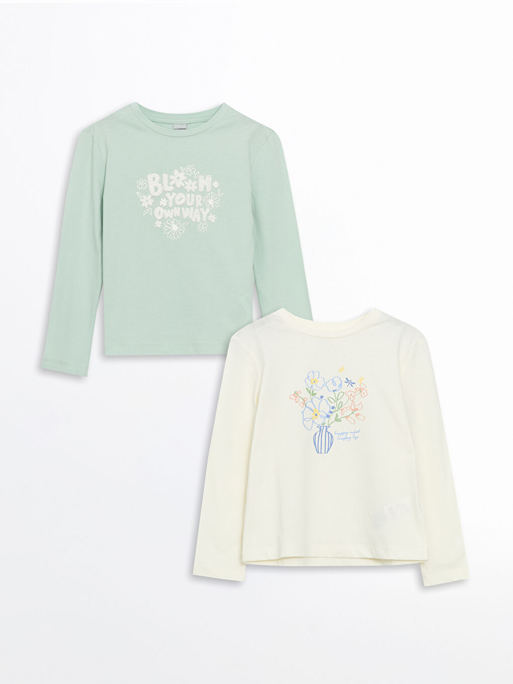 Crew Neck Girls' T-Shirt Set (2 Pieces) -S5KM61Z4-FDU