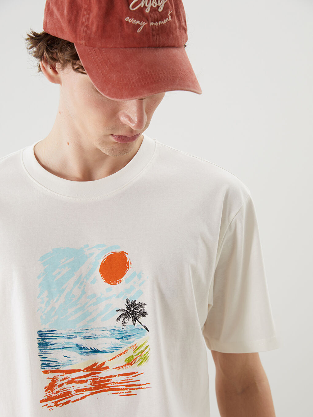 XSIDE Crew Neck Printed Jersey Men's T-Shirt -S5KM78Z8-EEW