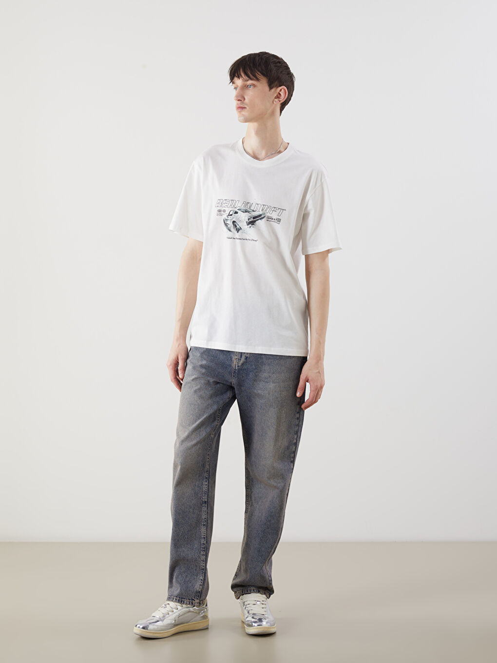 XSIDE Crew Neck Printed Jersey Men's T-Shirt -S5KM80Z8-R9J