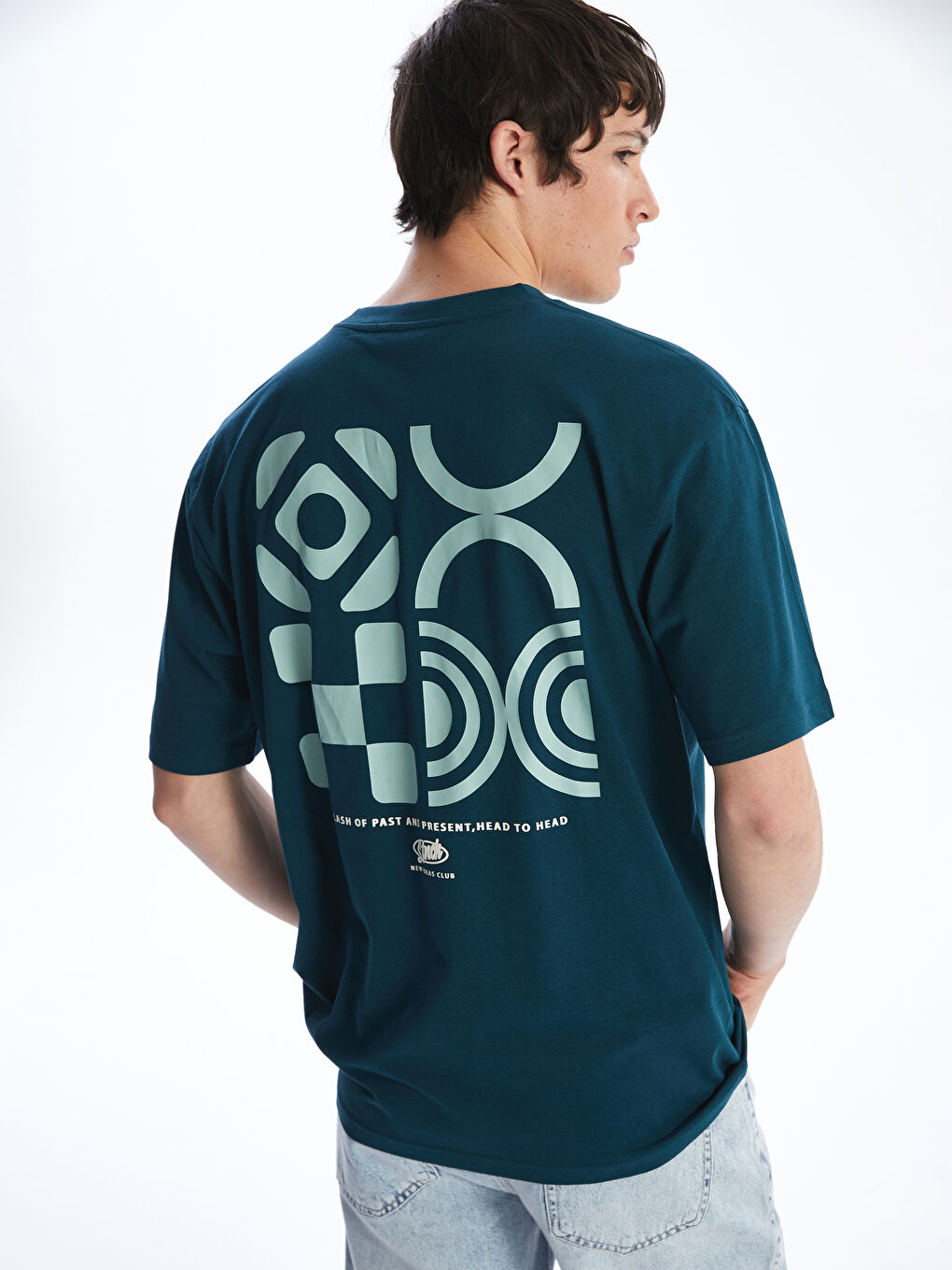 Crew Neck Short Sleeve Printed Combed Cotton Men's T-shirt-2