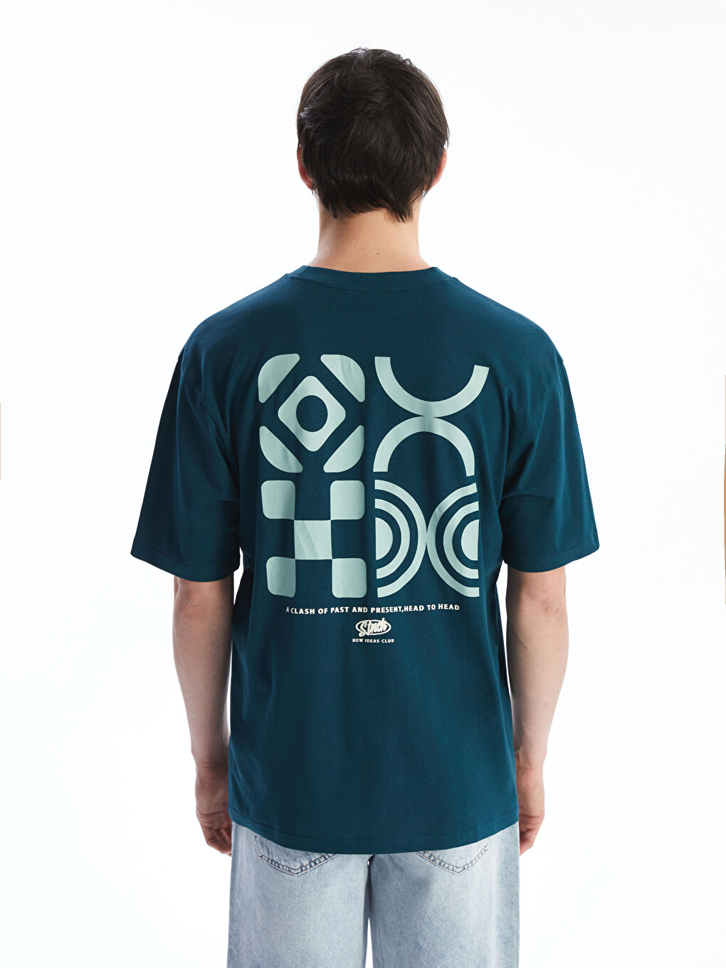 Crew Neck Short Sleeve Printed Combed Cotton Men's T-shirt-3