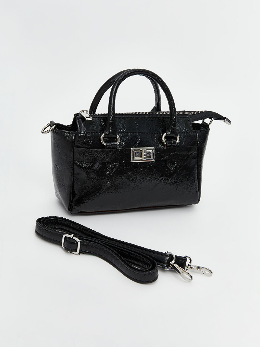 Faux Leather Detachable Strap Women's Shoulder Bag-1