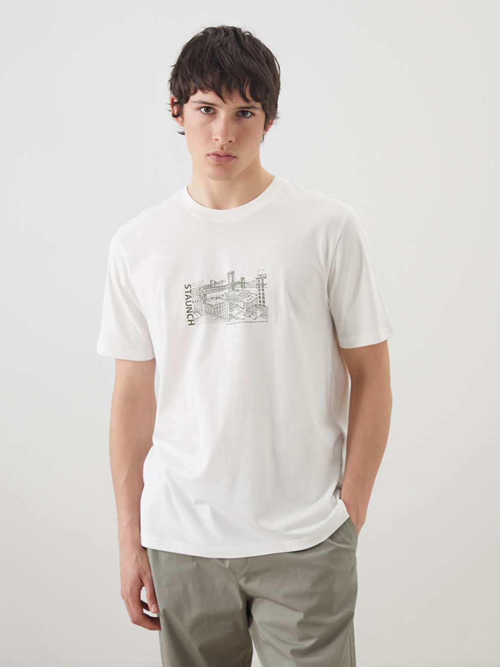 Футболка мужская джерси с принтом с круглым вырезом