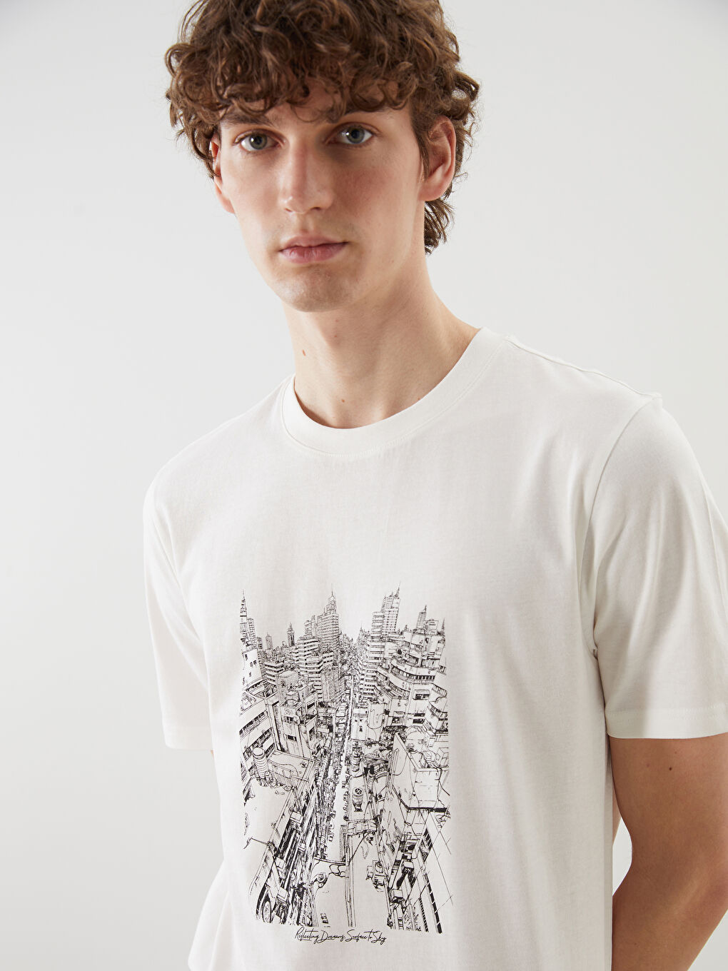 Футболка мужская джерси с принтом с круглым вырезом