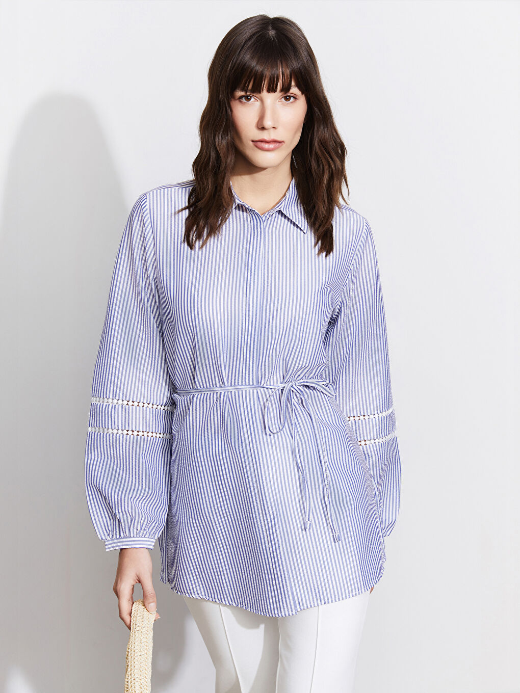 LCWAIKIKI Classic Striped Women's Shirt Tunic -S5KN31Z8-LEN