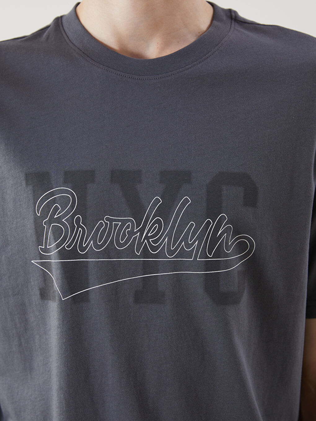 T-shirt pour Hommes en Jersey Imprimé Brooklyn Brodé à Col Rond-2