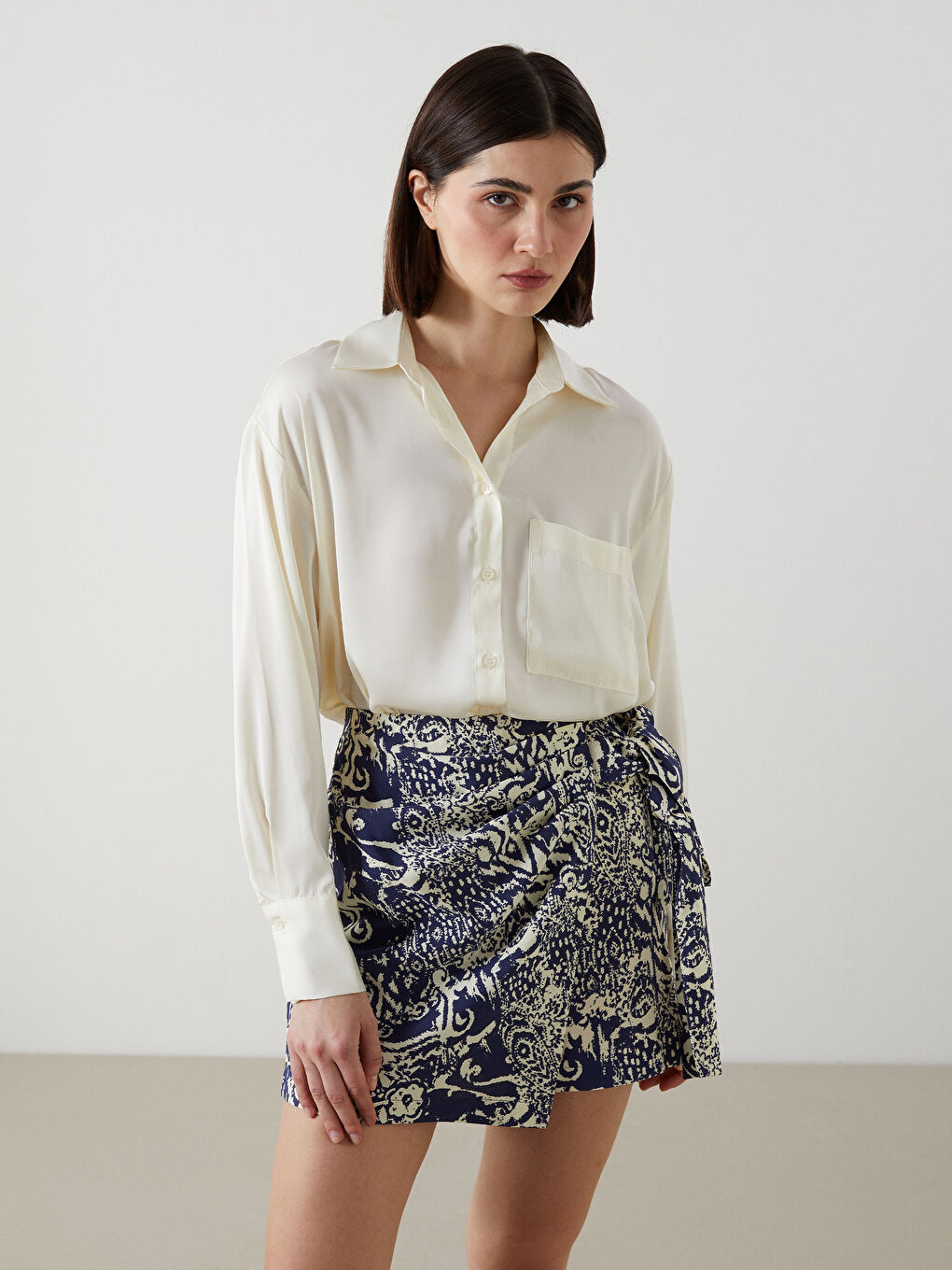Oversize Satin Women's Shirt -S5KN97Z8-FEQ