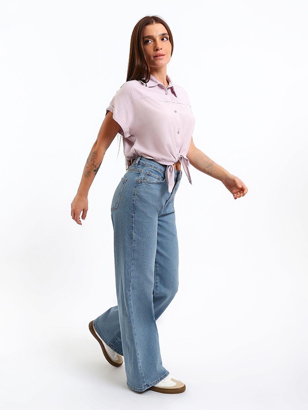 Regular Fit Women's Tie-Front Shirt-1