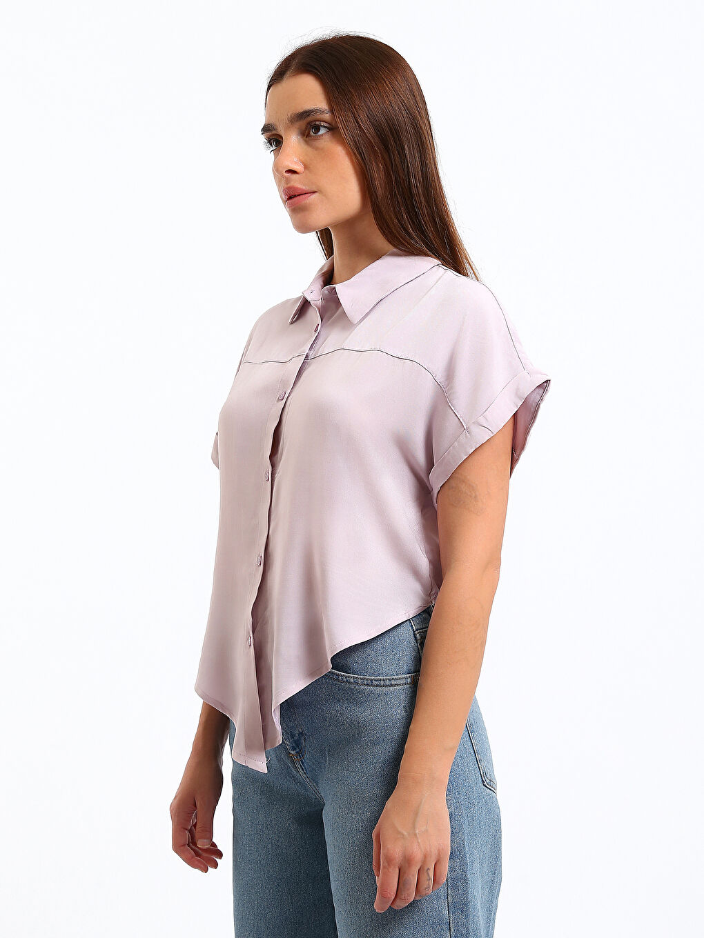 Regular Fit Women's Tie-Front Shirt-3