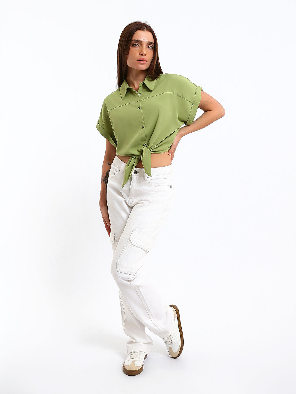 Regular Fit Women's Tie-Front Shirt-1