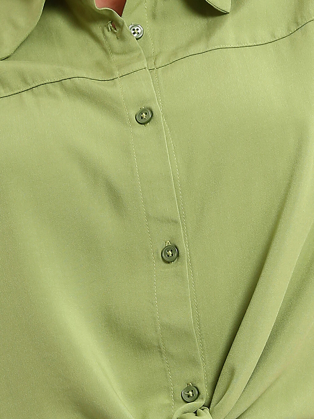 Regular Fit Women's Tie-Front Shirt-2