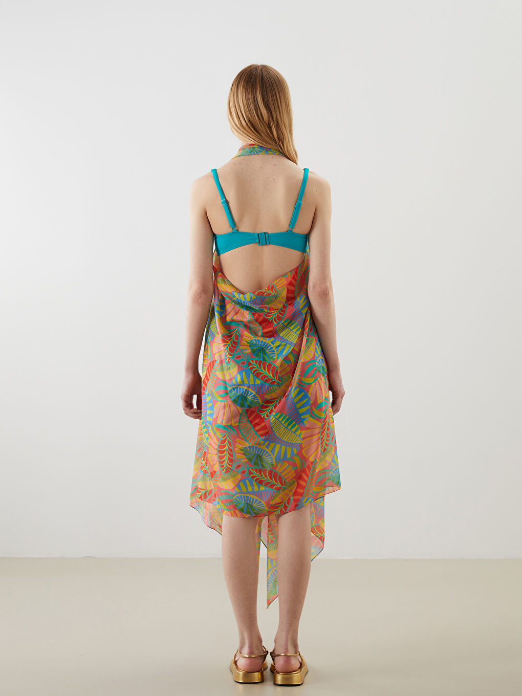 Mercan Desenli Kadın Plaj Elbisesi-6