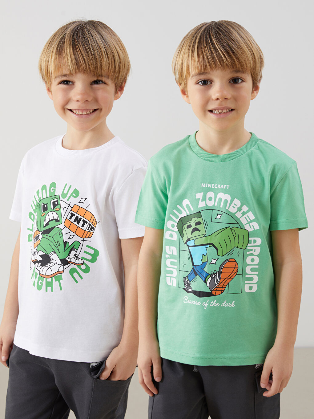 LCW Kids Beyaz Minecraft Baskılı Erkek Çocuk Tişört 2'li