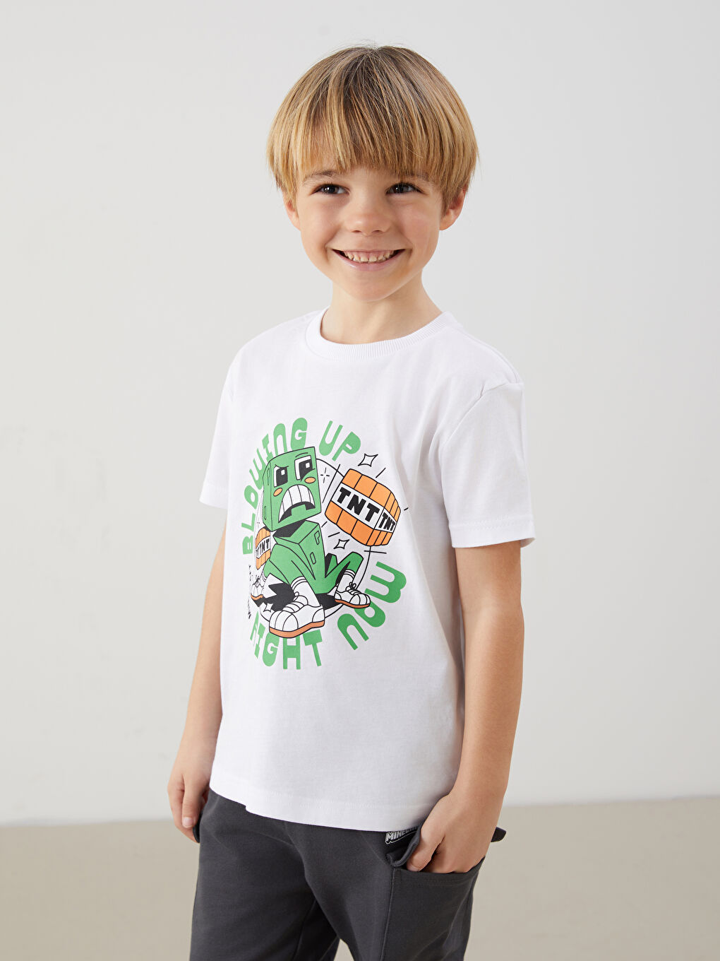 LCW Kids Beyaz Minecraft Baskılı Erkek Çocuk Tişört 2'li - 2