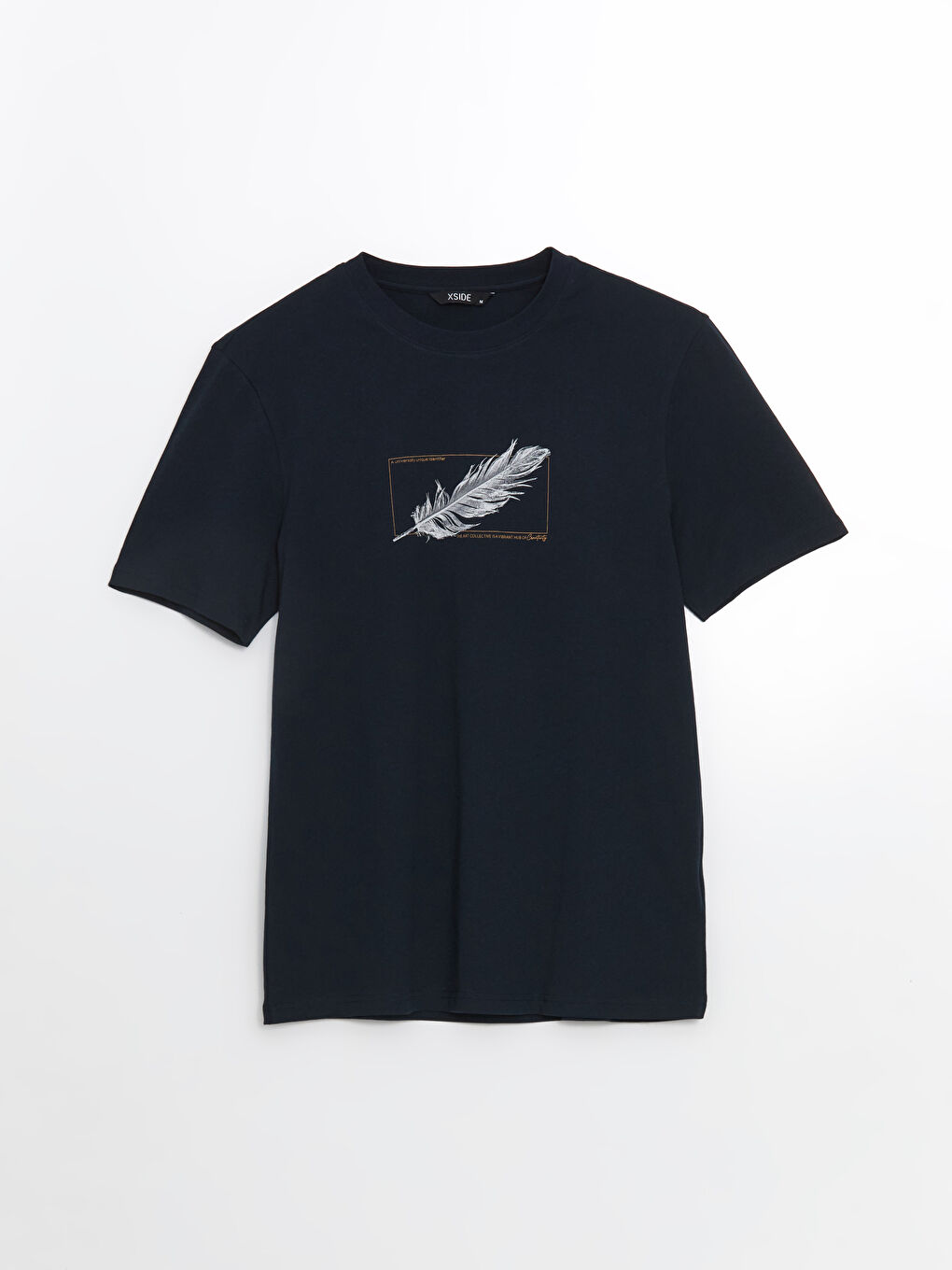 Ерлерге арналған дөңгелек жағалы принтті трикотаж кестеленген футболка-4