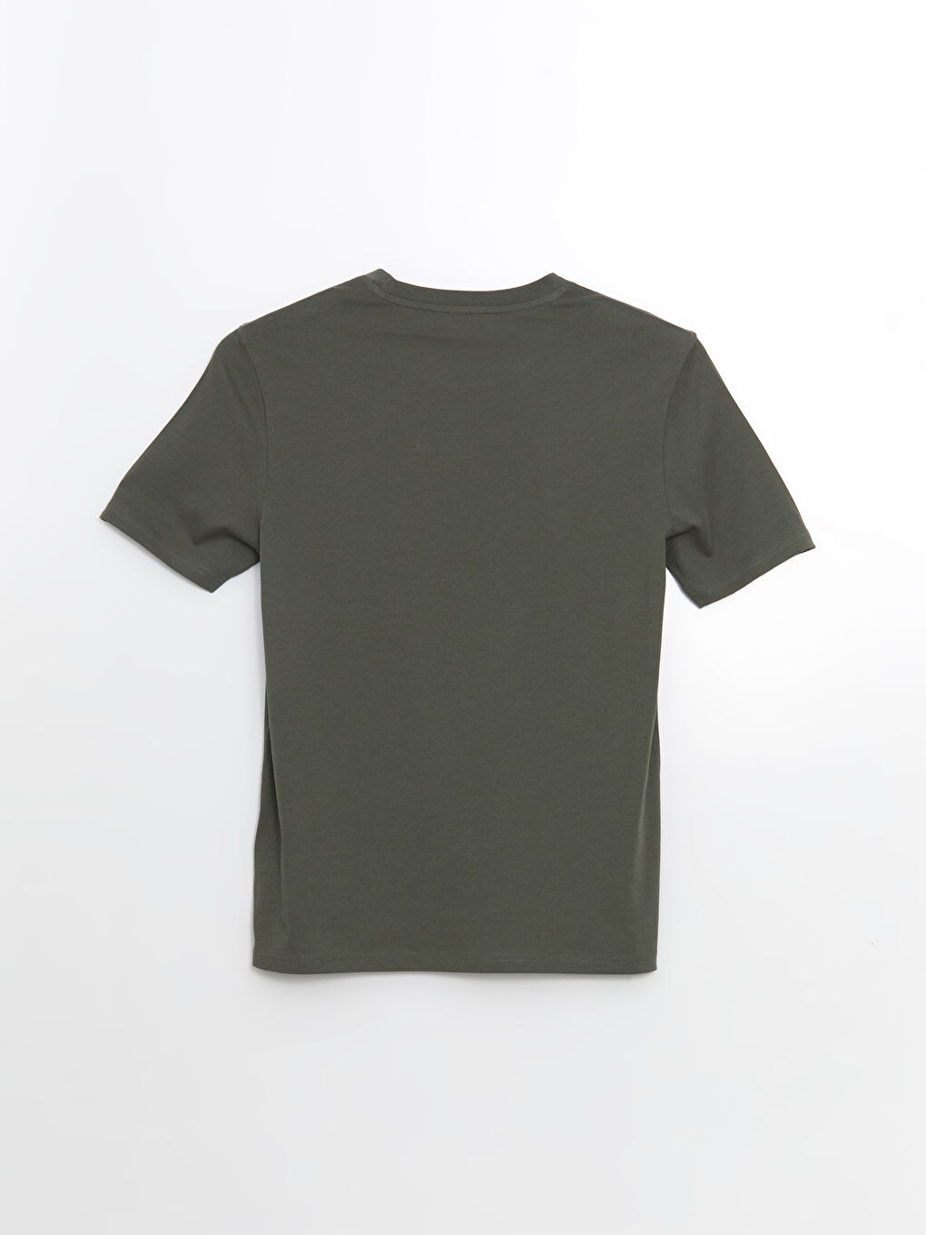 Haki Bisiklet Yaka Baskılı Penye Erkek Tişört-5