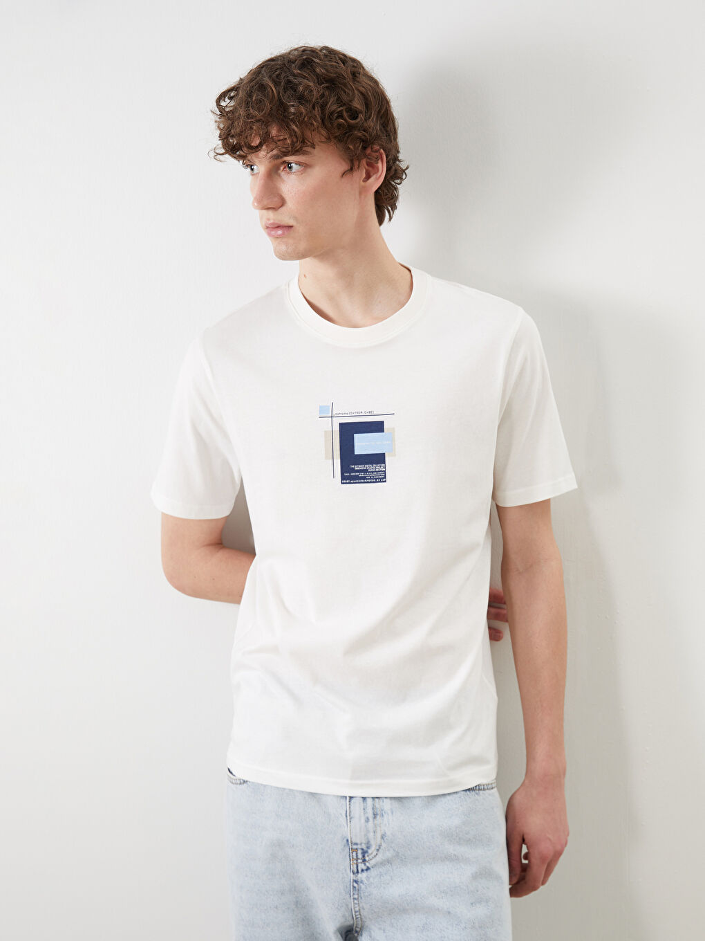 Футболка мужская джерси с принтом с круглым вырезом