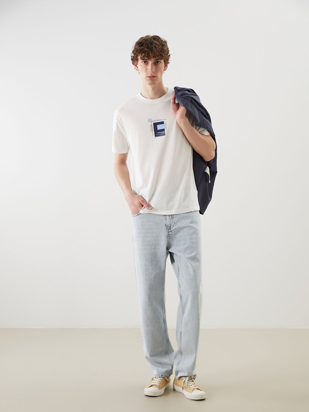 Футболка мужская джерси с принтом с круглым вырезом-1