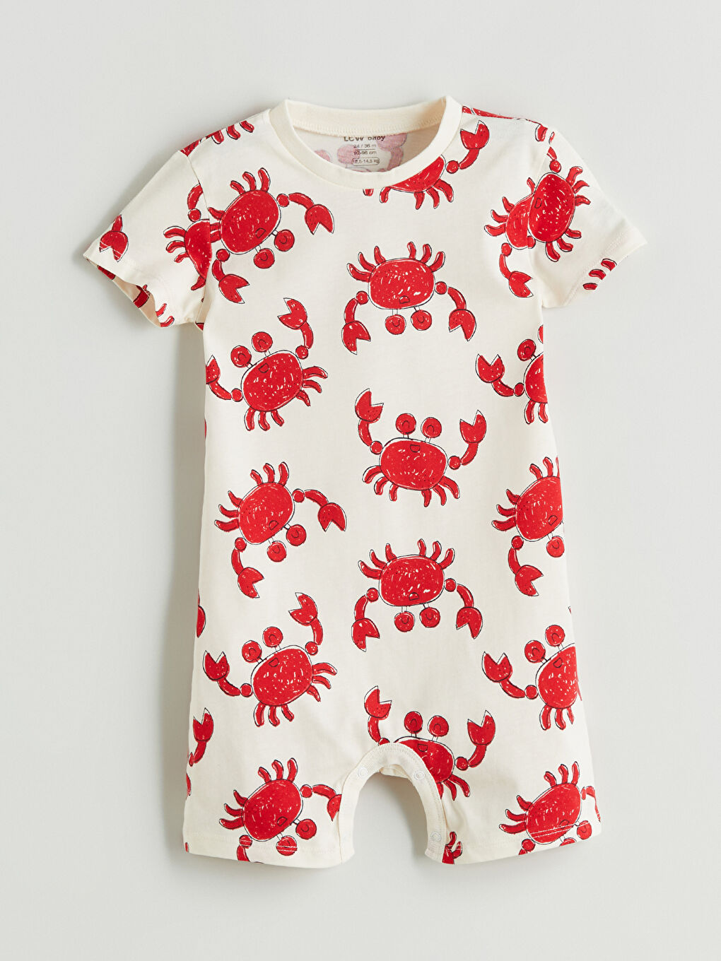 Ekru Baskılı Erkek Bebek Penye Tulum