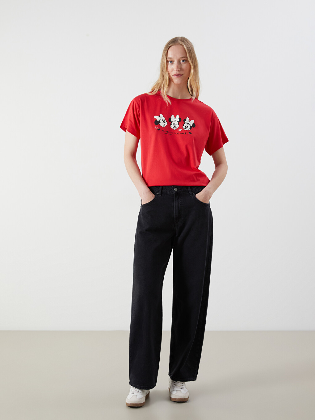 T-shirt À Col Rond Imprimé Minnie Mouse Pour Femmes-1