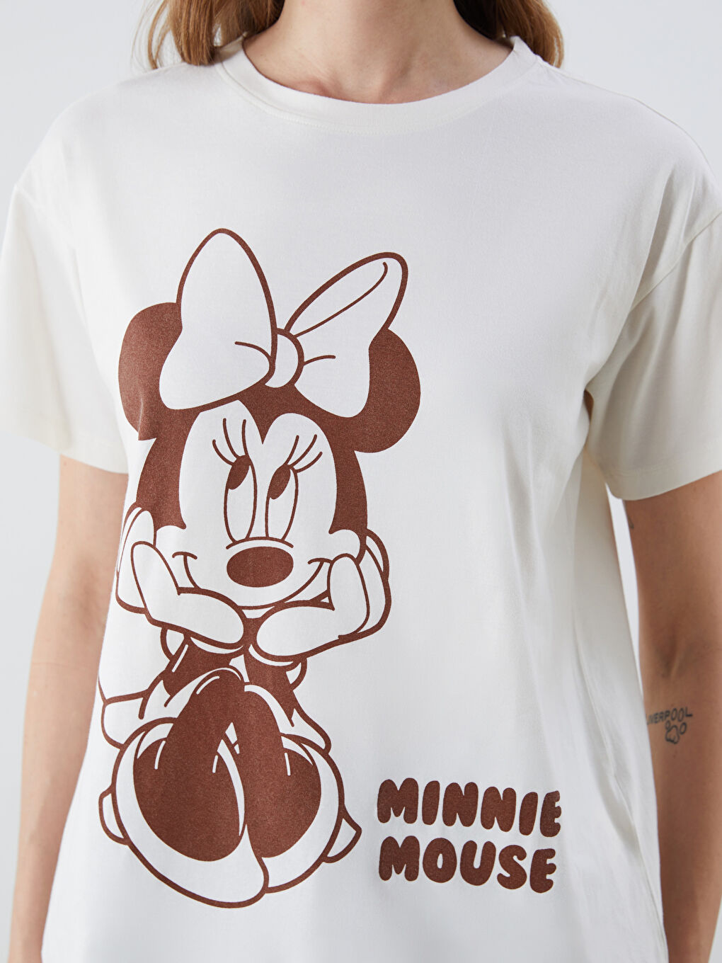 Crew Neck Minnie Mouse Printed Women's T-Shirt-2